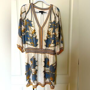 WHBM ¾ Sleeve Smocked Waist Dress